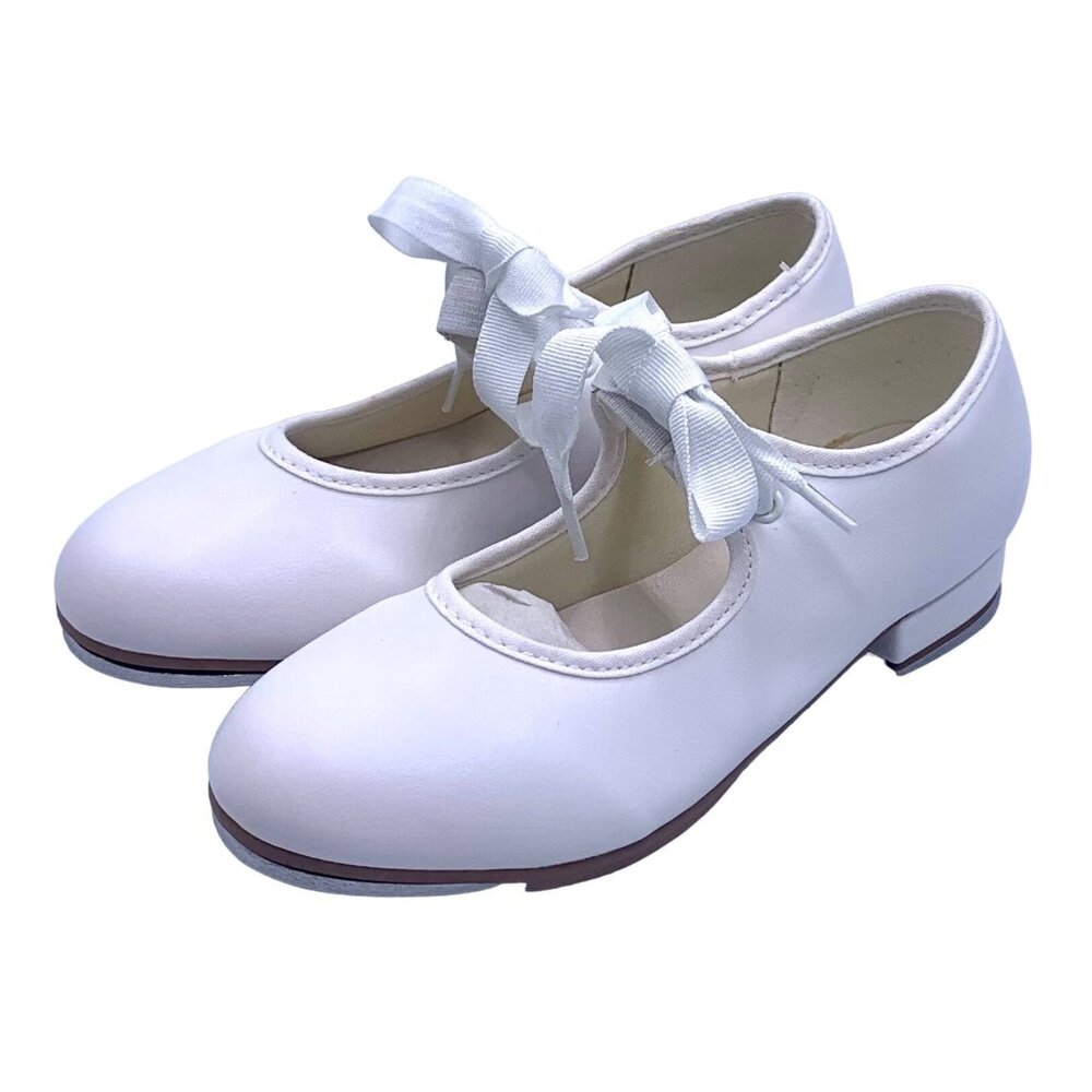 So Danca White Tyette Tap Valiant Vegan 9 Shoes Elastic Snaps Dance Recital